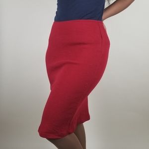 M. Collection Red Wool A-Line Skirt
